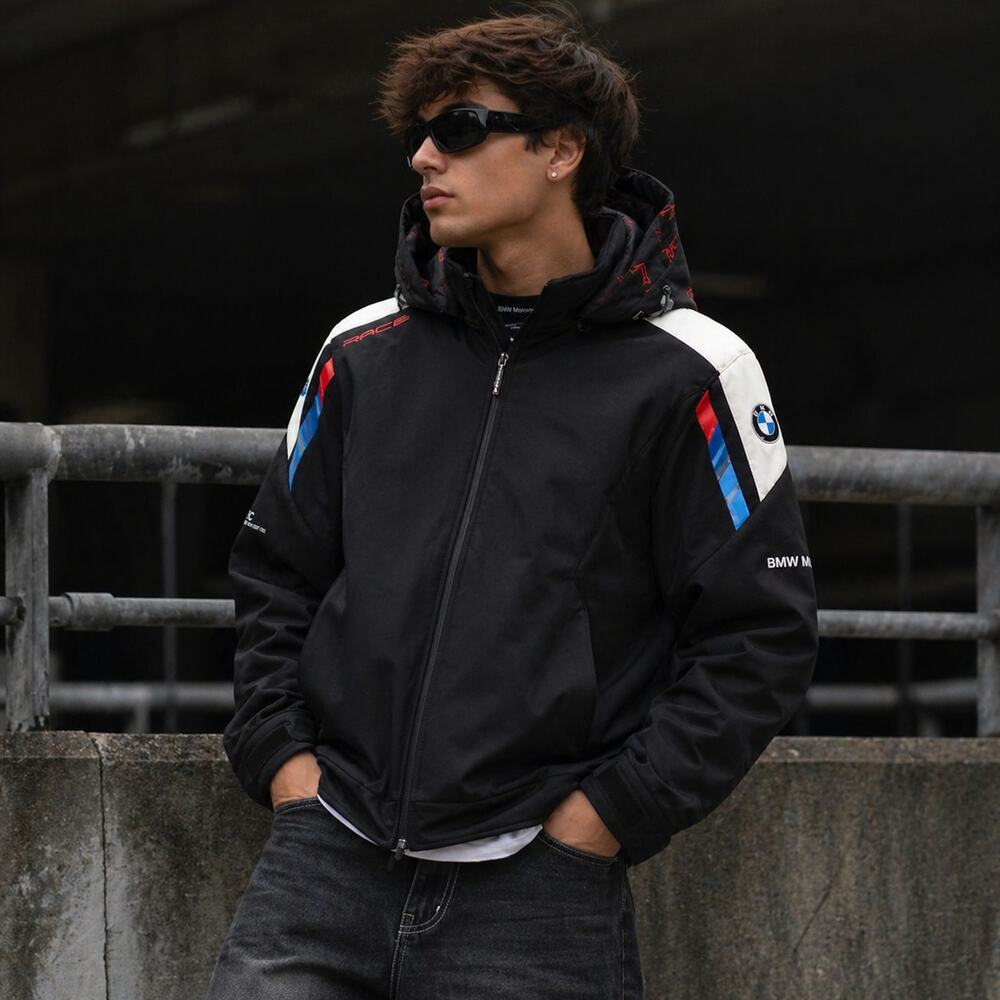 BMW Motorrad Motorsport Softshell Jacket Sz XL Hooded Zipper Insulated Logo